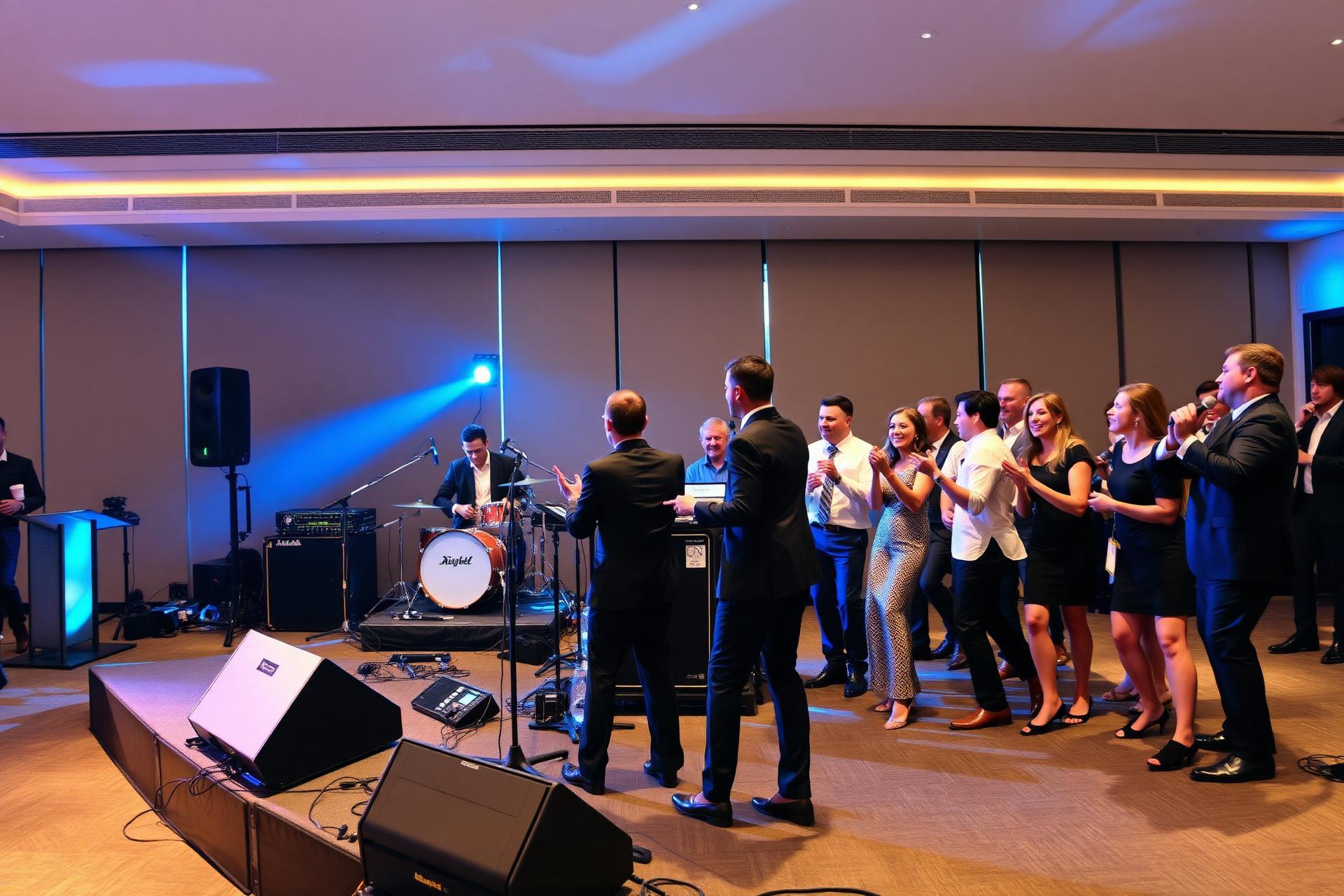 Live corporate band performing at a company event